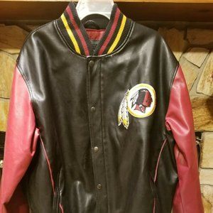 Washington Redskins NFL Leather Bomber Jacket Sz L